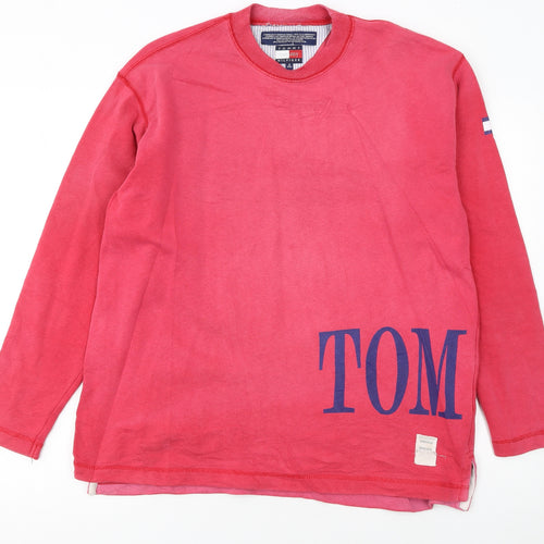 Tommy Hilfiger Women's Red Crew Neck Pullover Sweatshirt Size S