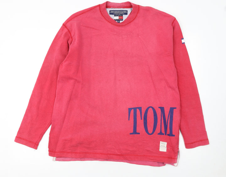 Tommy Hilfiger Women's Red Crew Neck Pullover Sweatshirt Size S