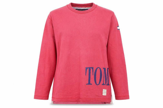 Front view of Tommy Hilfiger Women's Red Crew Neck Pullover Sweatshirt, size S