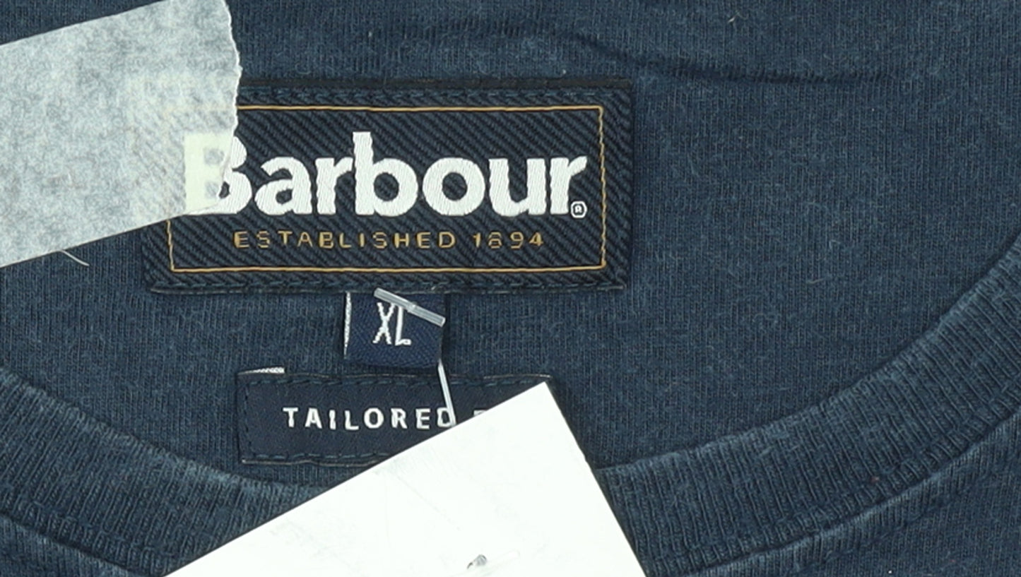 Barbour Men's Navy Blue XL Tailored Crew Neck Cotton T-Shirt