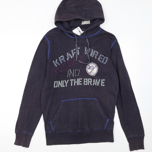 Diesel Womens Black Hoodie Small Pullover Graphic Print Casual