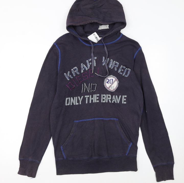 Diesel Womens Black Hoodie Small Pullover Graphic Print Casual