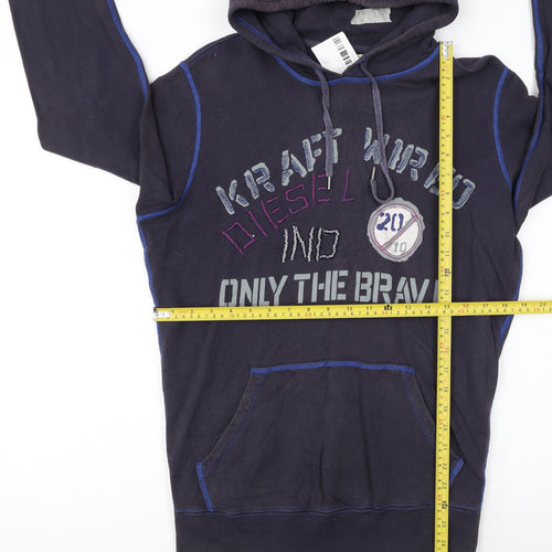 Diesel Womens Black Hoodie Small Pullover Graphic Print Casual