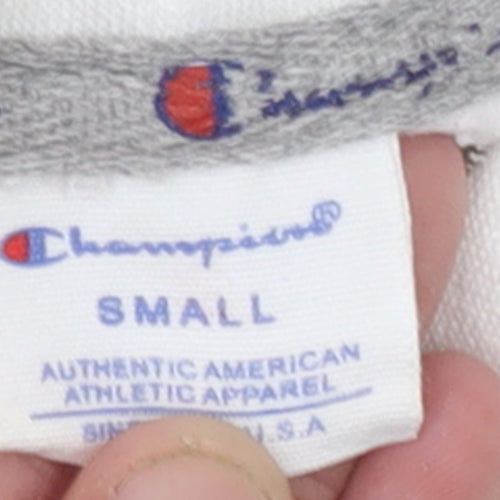Champion Women White Small Pullover Hoodie with Logo Embroidery