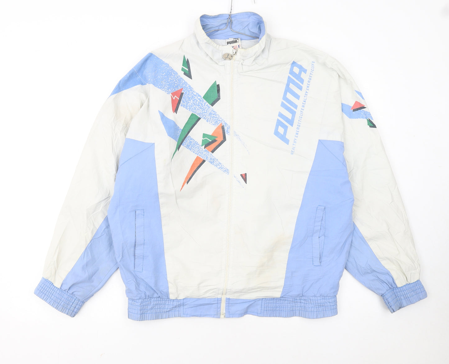 Puma Womens Blue 80s Retro Colourblock Track Jacket Size S