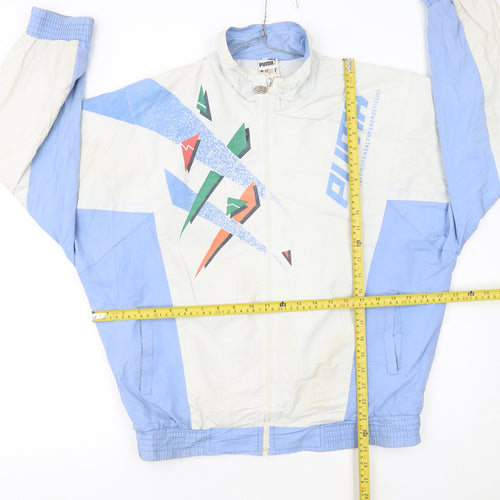 Puma Womens Blue 80s Retro Colourblock Track Jacket Size S