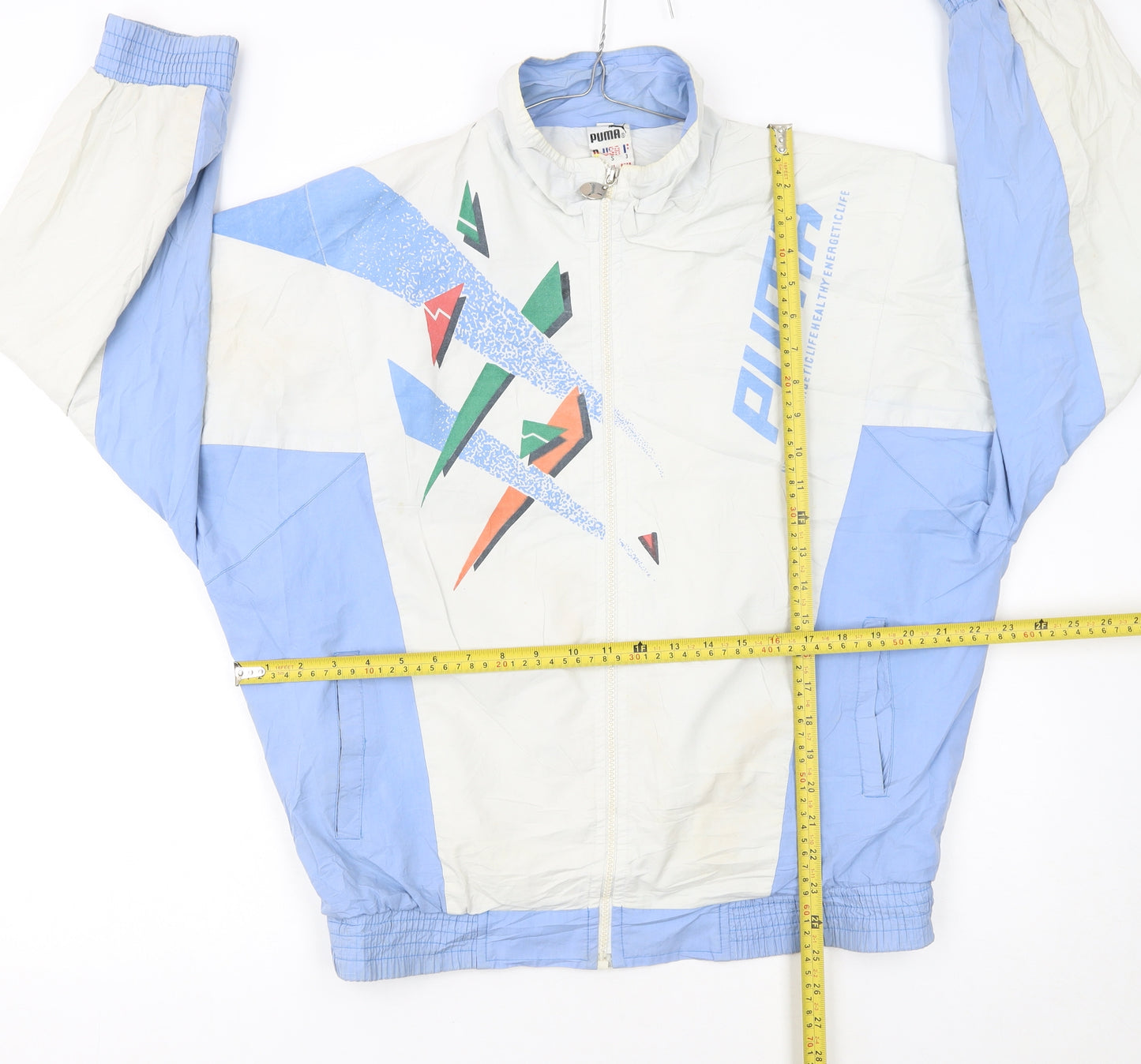 Puma Womens Blue 80s Retro Colourblock Track Jacket Size S