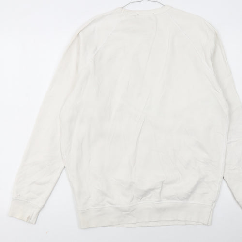 Diesel Men’s White Cotton Logo Pullover Sweatshirt Size L