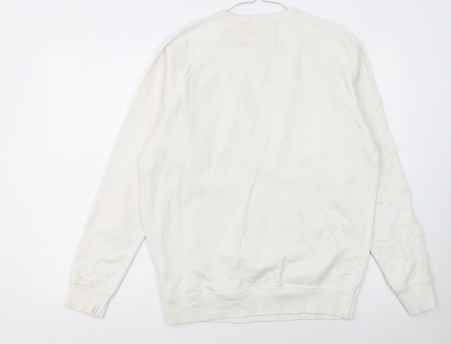 Diesel Men’s White Cotton Logo Pullover Sweatshirt Size L