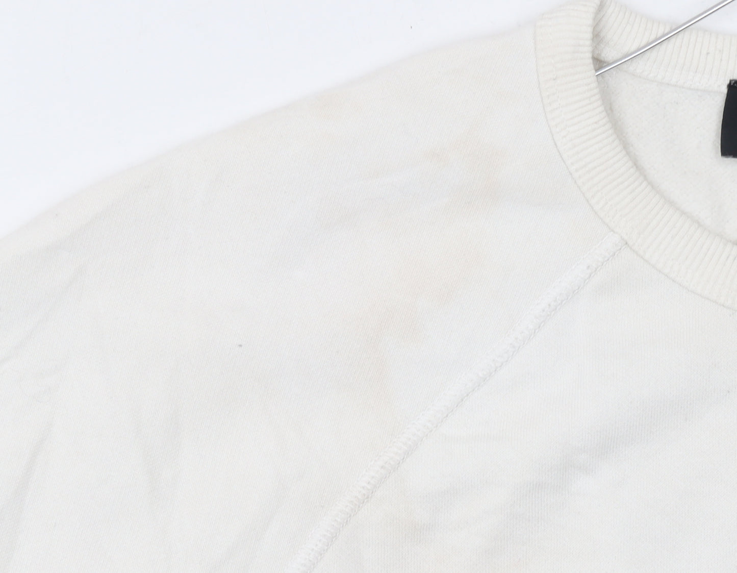 Diesel Men’s White Cotton Logo Pullover Sweatshirt Size L