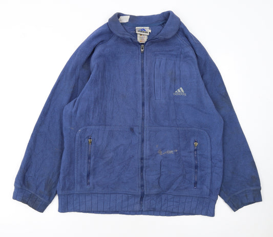 Adidas Women Blue Fleece Full Zip Sports Jacket Size M