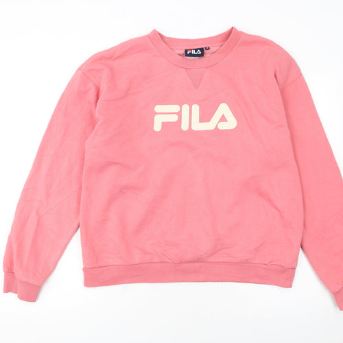 FILA Womens Pink Logo Crew Neck Pullover Sweatshirt M