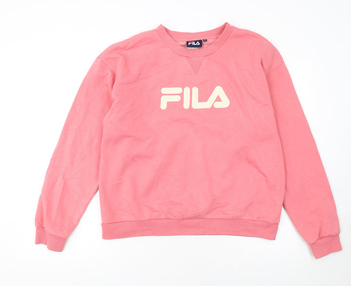 FILA Womens Pink Logo Crew Neck Pullover Sweatshirt M