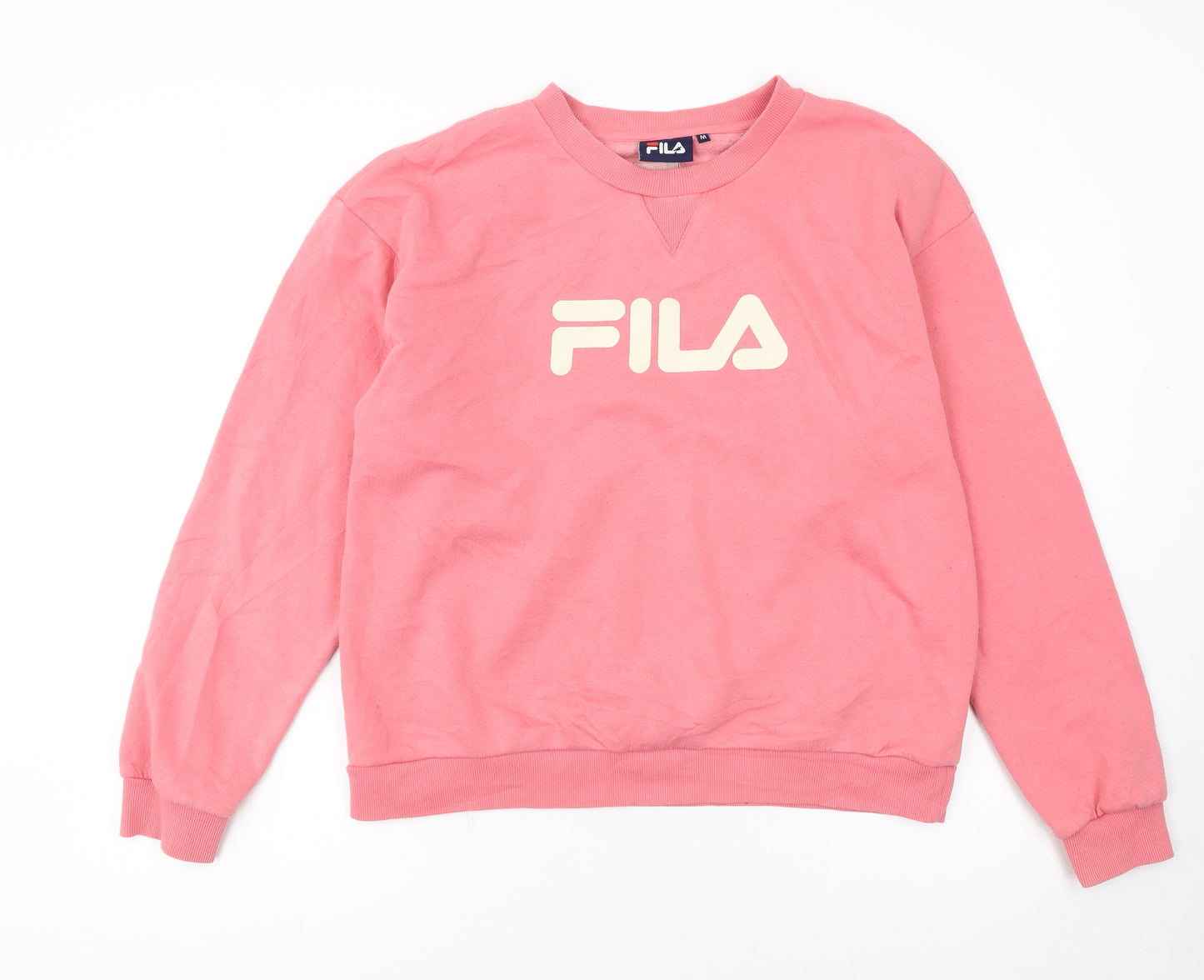 FILA Womens Pink Logo Crew Neck Pullover Sweatshirt M
