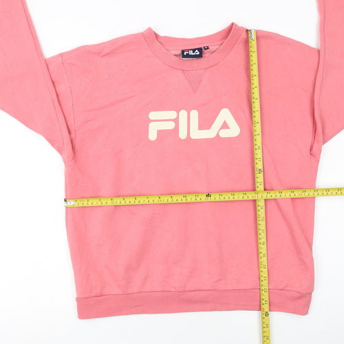 FILA Womens Pink Logo Crew Neck Pullover Sweatshirt M