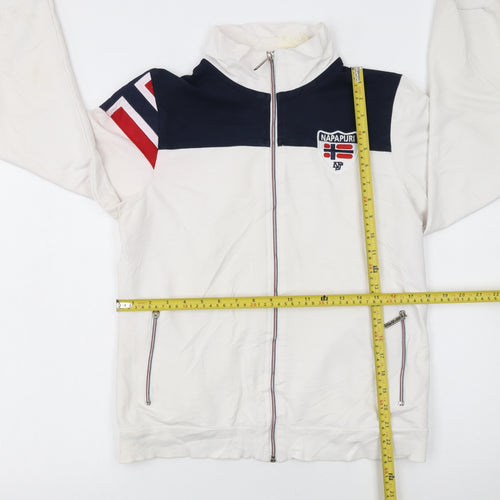 Napapijri Boys White Blue Full Zip Track Jacket XXL - Lined Casual Activewear