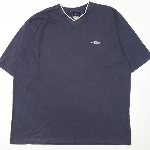 Umbro Men's Navy Blue 2XL V-Neck Short Sleeve Cotton T-Shirt