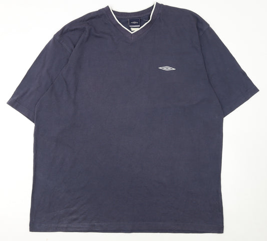 Umbro Men's Navy Blue 2XL V-Neck Short Sleeve Cotton T-Shirt
