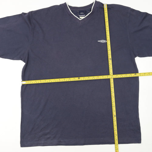 Umbro Men's Navy Blue 2XL V-Neck Short Sleeve Cotton T-Shirt