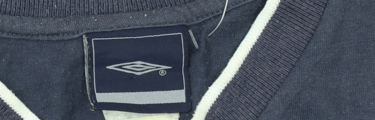 Umbro Men's Navy Blue 2XL V-Neck Short Sleeve Cotton T-Shirt