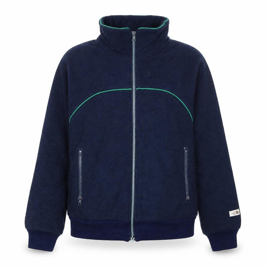 Front view of The North Face women’s blue fleece full zip jacket m