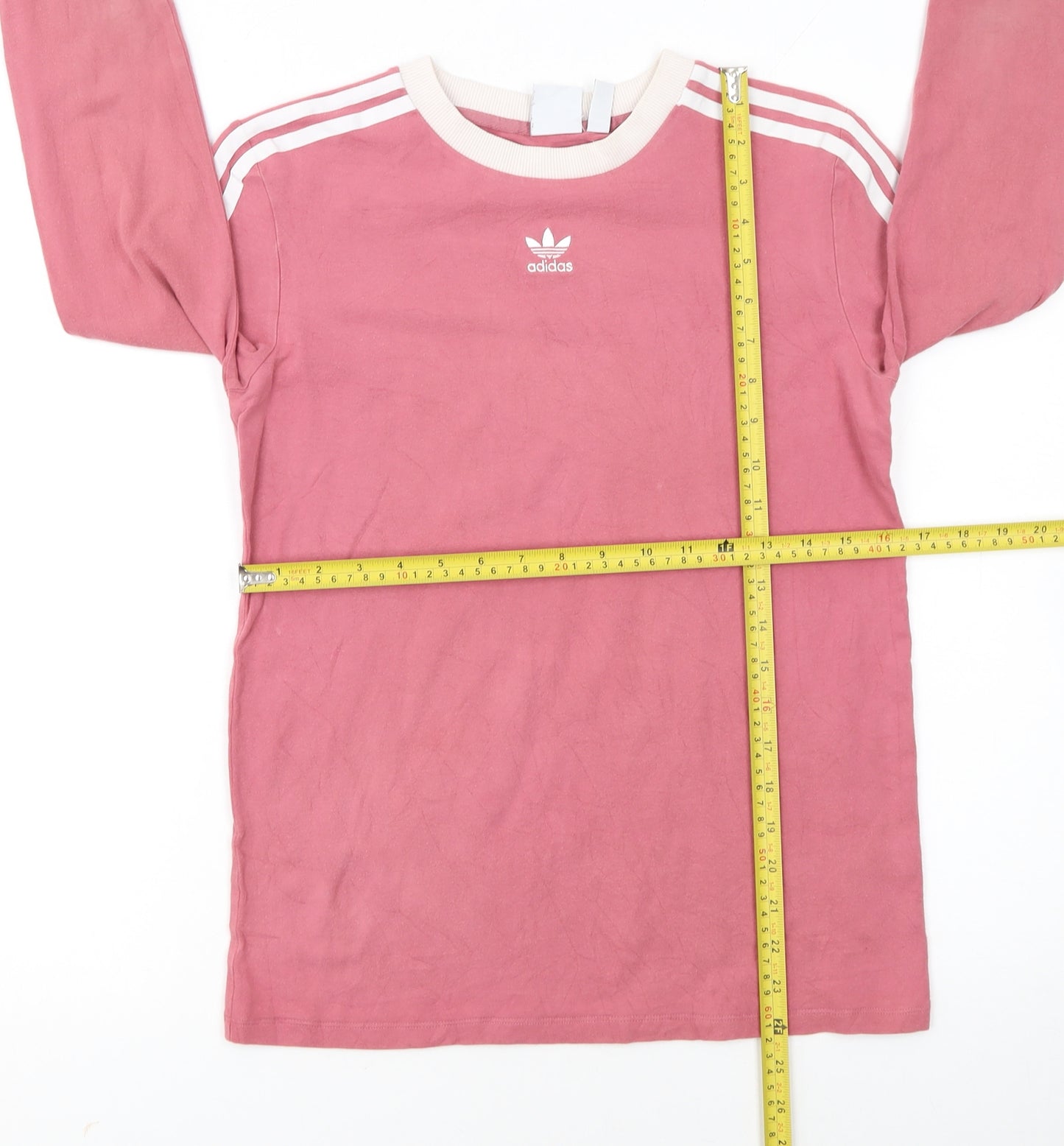 Adidas Womens Pink Long Sleeve Crew Neck Cotton Sports T-Shirt Size 8