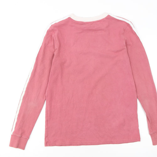 Adidas Womens Pink Long Sleeve Crew Neck Cotton Sports T-Shirt Size 8