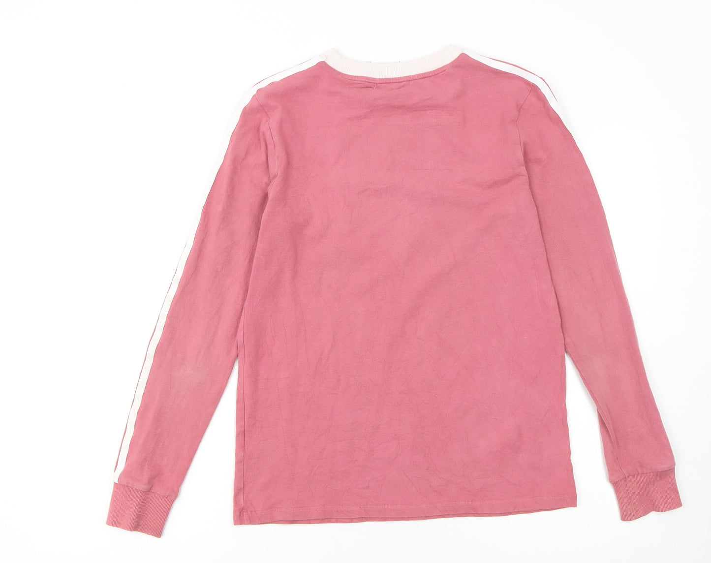 Adidas Womens Pink Long Sleeve Crew Neck Cotton Sports T-Shirt Size 8