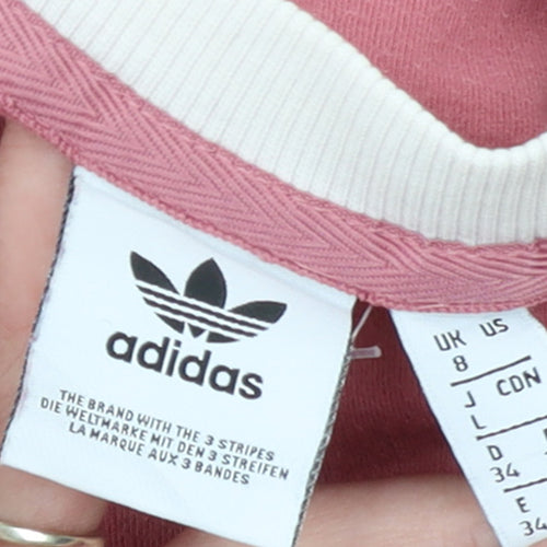 Adidas Womens Pink Long Sleeve Crew Neck Cotton Sports T-Shirt Size 8