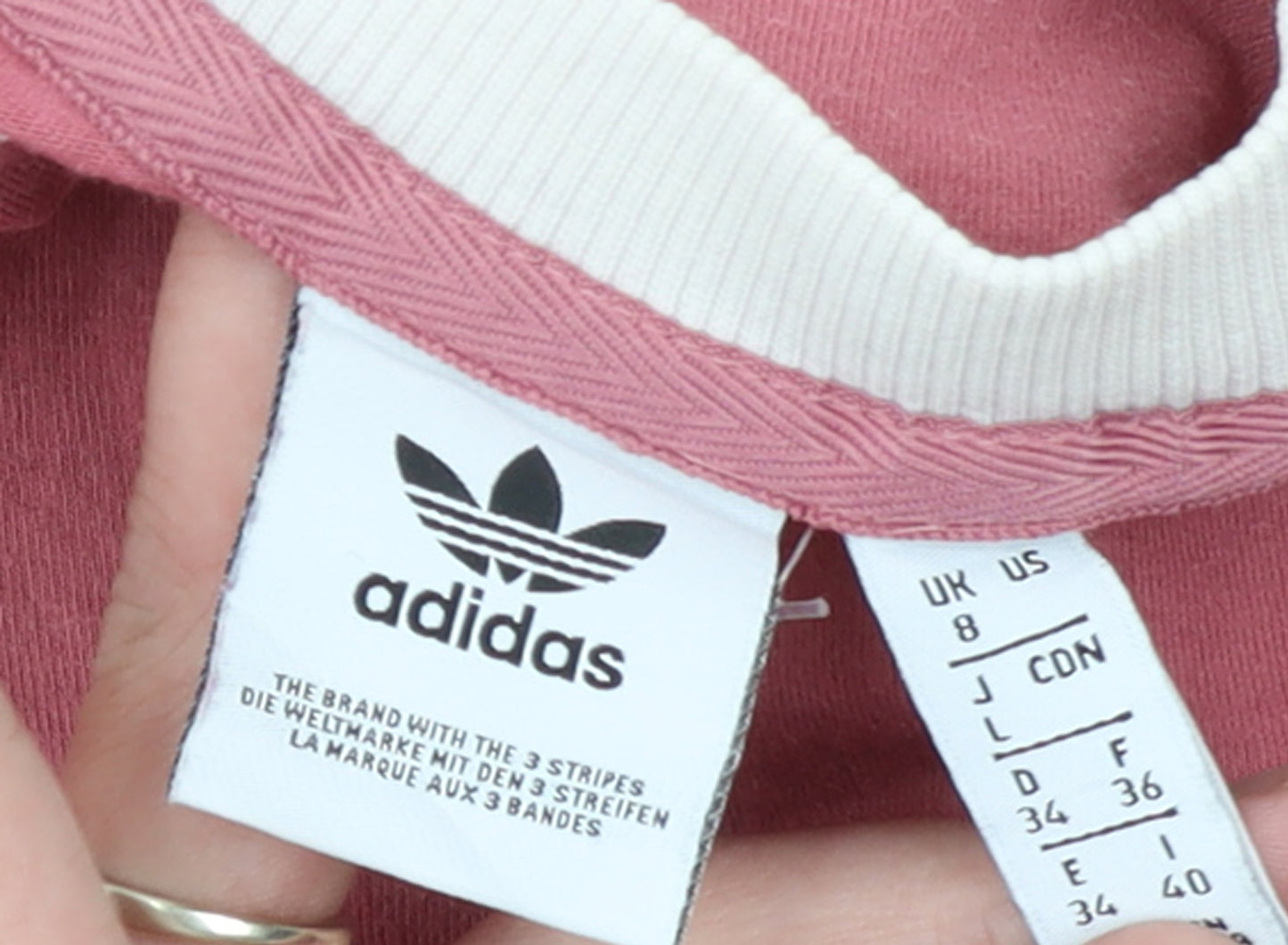 Adidas Womens Pink Long Sleeve Crew Neck Cotton Sports T-Shirt Size 8