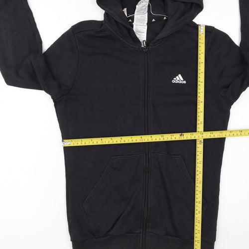 Adidas Girls Black Full Zip Hoodie 14-15 Years Sports Fleece Sweatshirt