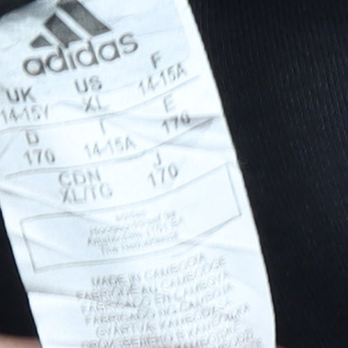 Adidas Girls Black Full Zip Hoodie 14-15 Years Sports Fleece Sweatshirt