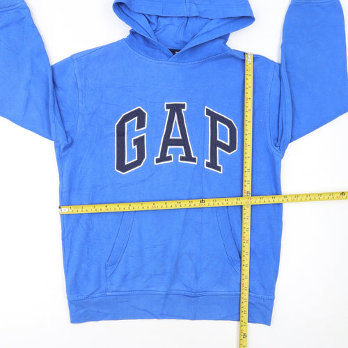 GAP Kids Boys Blue Pullover Hoodie 12 Years Fleece Logo Sweatshirt
