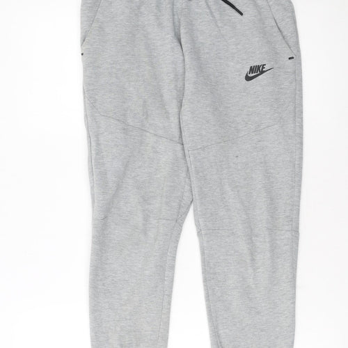 Nike Boys Grey Jogger Trousers Size 12 Years Elastic Waist Fleece Bottoms