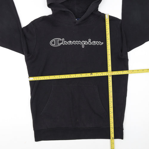 Champion Boys Black Hoodie XL 13-14 Years Pullover Fleece Logo Sweatshirt