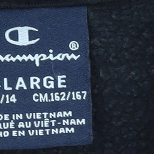 Champion Boys Black Hoodie XL 13-14 Years Pullover Fleece Logo Sweatshirt