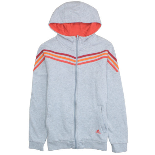 adidas Boys Grey Full Zip Hoodie 15-16Y Sports Fleece Sweatshirt
