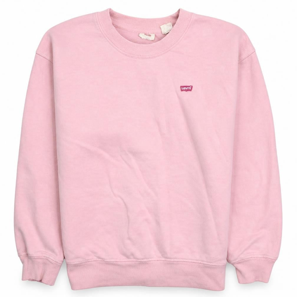 Front view of Levi's Women Pink Crew Neck Pullover Sweatshirt XS Cotton Blend