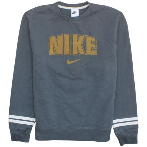 Nike Women’s Grey Cotton Blend Pullover Sweatshirt M Logo