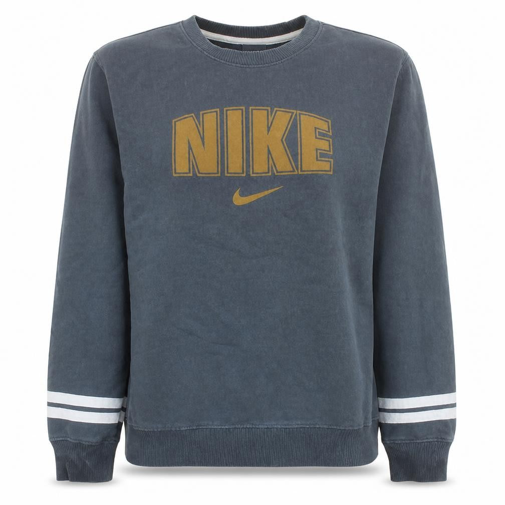 Front view of Nike Women’s Grey Cotton Blend Pullover Sweatshirt M Logo