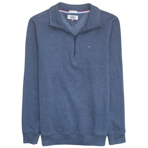 Tommy Jeans Men’s Blue 1/4 Zip Pullover Sweatshirt M Regular Fit