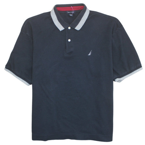 Nautica Men's Black XL Polo Shirt 100% Cotton Short Sleeve
