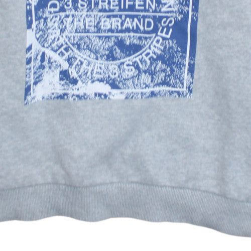 Adidas Mens Grey Blue Logo Crew Neck Sweatshirt M