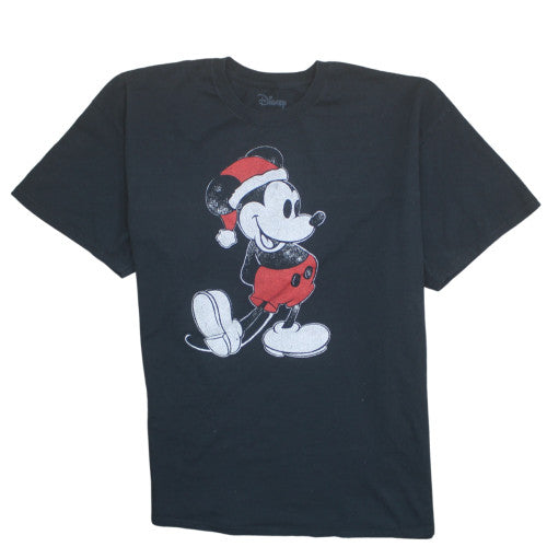 Disney Men's Black 2XL Mickey Mouse Christmas Graphic T-Shirt