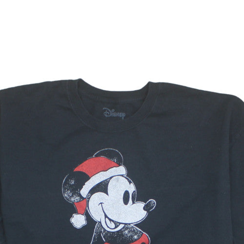 Disney Men's Black 2XL Mickey Mouse Christmas Graphic T-Shirt