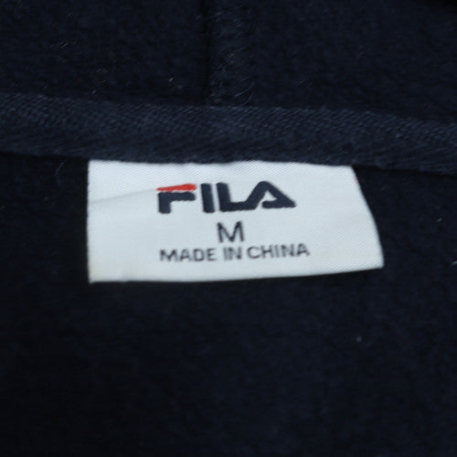 FILA Womens Navy Full Zip Hoodie Medium Cotton Blend Sweatshirt