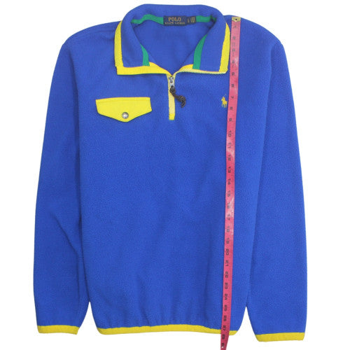 Ralph Lauren Men's Blue Fleece 1/4 Zip Collared Sweatshirt Size L