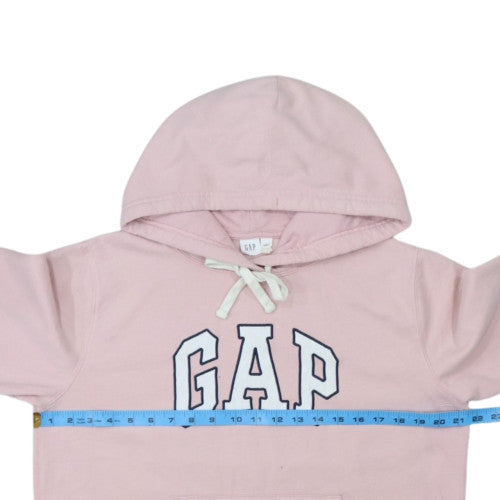 GAP Womens Pink Pullover Hoodie L Logo Embroidered Cotton Casual