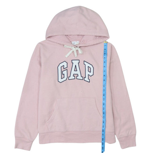 GAP Womens Pink Pullover Hoodie L Logo Embroidered Cotton Casual