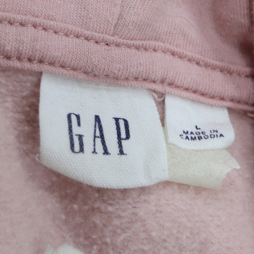 GAP Womens Pink Pullover Hoodie L Logo Embroidered Cotton Casual